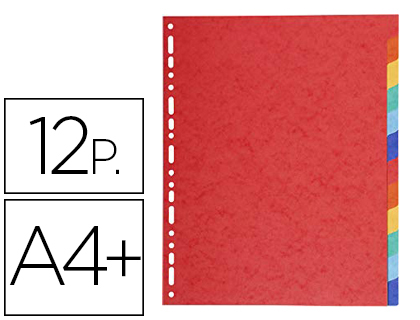 [9156014] EXACOMPTA - Separadores cartulina brillo juego de 12 separadores din a4+ multitaladro (Ref. 2112E)