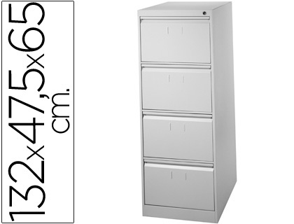 [2043213] FICHERO CAJONES DE SUELO METAL 4 CAJONES 132 CM ALTO 65 CM PROF 47,5 ANCHO COLOR GRIS 75 GUIAS TELESCOPIC ANTIVUELC (Ref.F-1304A-GR75)