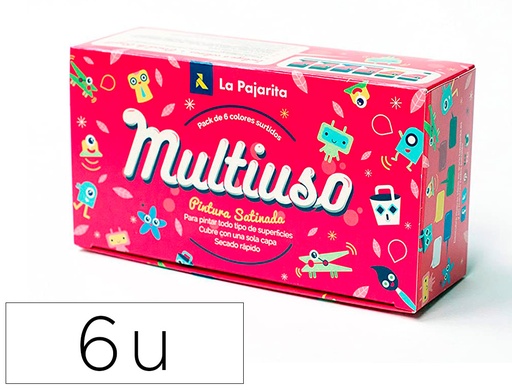 [9007892] LA PAJARITA - Pinturas Caja 6 Ud Satinada agua + Pincel Div colores (Ref.PTE)