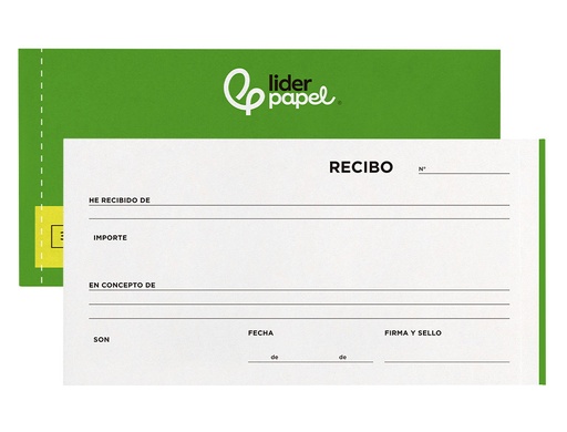 [2018442] LIDERPAPEL - TALONARIO RECIBOS 3/Fº APAISADO ORIGINAL Y 2 COPIAS SIN MATRIZ (Ref.T336)