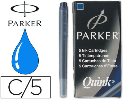 [2016497] PARKER - TINTA ESTILOGRAFICA AZUL PERMANENTE -CAJA DE 5 CARTUCHOS (Ref.S0116240)