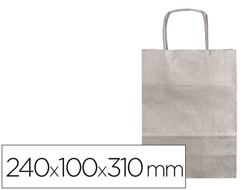[2063769] Q-CONNECT - BOLSA KRAFT PLATA ASA RETORCIDA 240X100X310 MM (Ref.KF18690)