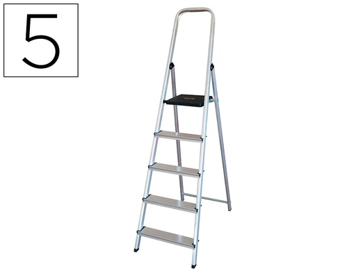[2031968] Q-CONNECT - ESCALERA DE ALUMINIO 5 PELDAÑOS 1062X483X1675 MM PESO MAXIMO 150 KG EN-131 (Ref.KF00316)