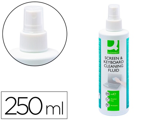 [2026451] Q-CONNECT - SPRAY LIMPIADOR DE PANTALLAS Y TECLADOS BOTE DE 250 ML (Ref.KF04502)
