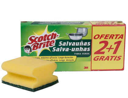 [2059993] SCOTCH - ESTROPAJO SALVAUÑAS BRITE FIBRA VERDE PAQUETE 3X2 (Ref.39)