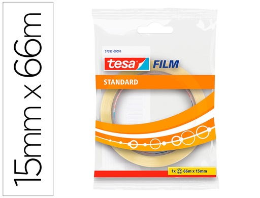[9049508] TESA - Cinta Adhesiva 15mmx66m Facilidad de corte Transparente (Ref.57382-00001-00)