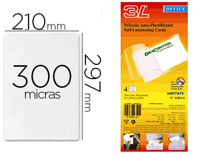 [9076156] 3L OFFICE - Carteras autolaminadas 10 ud A4 (Ref.15051)
