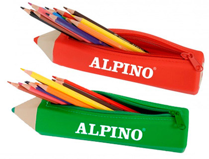 [9064823] ALPINO - Bolso escolar portatodo forma lapiz soft con 12 lapices de colores (Ref. UA000152)