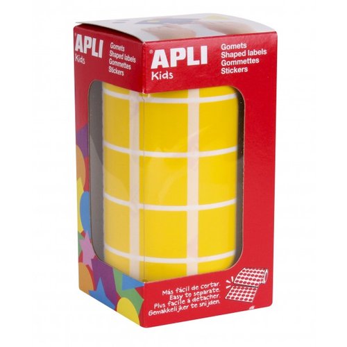 [9048760] APLI - GOMETS AUTOADHESIVOS CUADRADAS 20X20 MM. EN ROLLO. AMARILLO (Ref. 4875)
