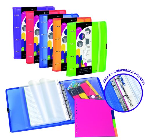 [1923288] CARCHIDEA - Carpeta 4anillas-35mm Carpeblock Dune,Incluy recambio.Med:340x250x45mm. Surtido (Ref.12377699)