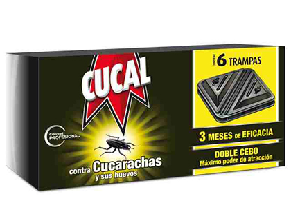 [2059977] CUCAL - TRAMPA DE CUCARACHAS CONTRA CUCARACHAS Y HUEVOS DOBLE CEBO 3 MESES DE EFICACIA PACK DE 6 TRAMPAS (Ref.19280)