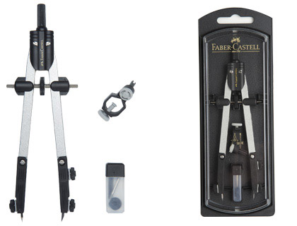 [9075341] FABER CASTELL - COMPAS ESCOLAR DE AJUSTE RAPIDO CON ADAPTADOR UNIVERSAL (Ref.32722-8)
