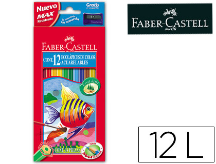 [2052194] FABER CASTELL - LAPICES DE COLORES FABER-CASTELL ACUARELABLES C/ 12 SURTIDOS (Ref.120212)