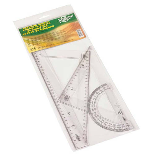 [1876871] FAIBO - Set Serie escolar Estuche con regla, escuadra y cartabon y semicirculo 25cm (Ref.804)
