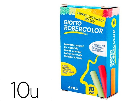 [9008072] GIOTTO - Robercolor Tizas Caja 10 ud Colores surtidos Antipolvo (Ref.538900)
