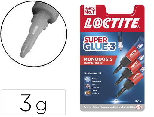 [9047540] LOCTITE - Adhesivo Super Glue-3 Mini Trío 3 ud 1 gr / ud Resistente al agua SG3TRIO (Ref.1589255)