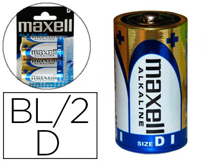 [9151129] MAXELL - Pila alcalina 1.5v tipo d lr20 blister de 2 unidades (Ref. LR20-B2 MXL)