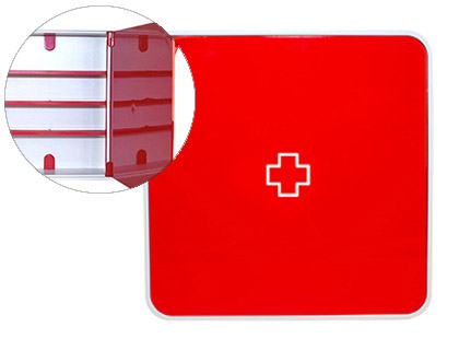 [9150355] PAPERFLOW - Armario mural para Medicinas color Rojo 4 estantes Fabricado en ABS Brillo MTBMH18 (Ref.MTBMH.18)