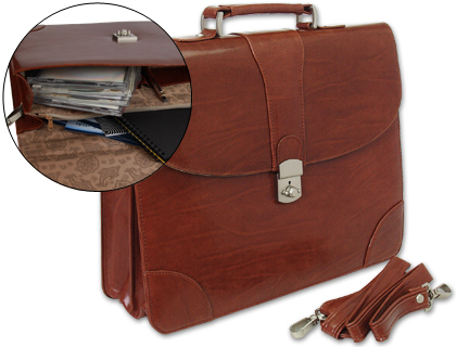[2033953] Q-CONNECT - CARTERA PORTADOCUMENTOS CON CORREA Y DPTOS INTERIORES MARRON (Ref.KF02610)