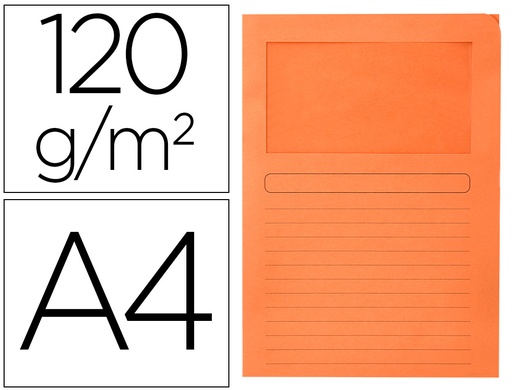 [2053228] Q-CONNECT - SUBCARPETA CARTULINA DIN A4 NARANJA CON VENTANA TRANSPARENTE 120 GR (Ref.KF15248)
