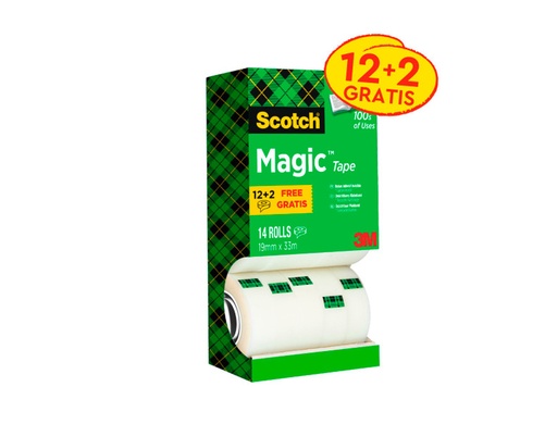 [9075618] SCOTCH - Pack 12+2 cintas adhesivas invisible Magic 81 19mm. X 33m 81PCK14 (Ref.XA004839479)