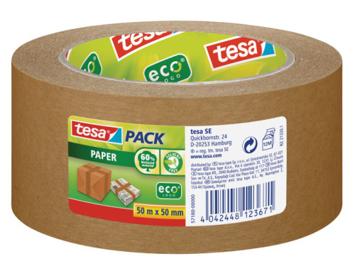 [9034613] TESA - Cinta Papel Kraft 50mm x 50m Desbobinado facil Alta adhesividad (Ref.57180-00000-02)