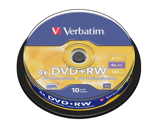 [1321522] VERBATIM - Dvd+Rw Advanced Serl Bobina 10 ud 4X 4.7GB (CANON L.P.I. 2,8€ Incluido) (Ref.43488)