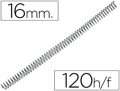 [2039130] YOSAN - ESPIRAL METALICO NEGRO PASO 64 5:1 16 MM CALIBRE 1,20 MM (Ref.3034E4N16)