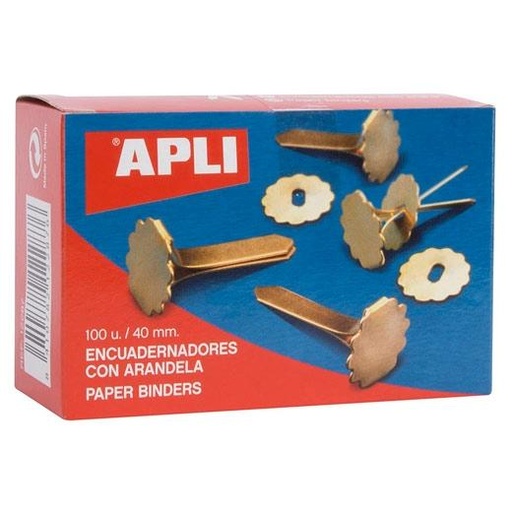 [9936577] APLI - ENCUADERNADOR latonado Nº8 (40 mm) con ARANDELA CAJA de 100 (Ref.12287)