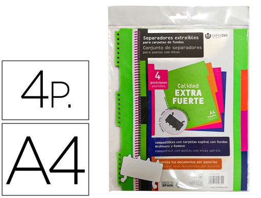 [2156494] CARCHIVO - Separador polipropileno extra rigido din A4 500 mc multitaladro extraible para carpeta de (Ref. 49153499)