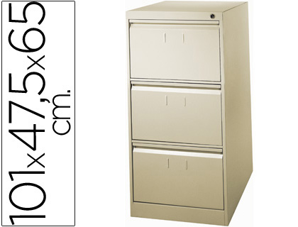 [2043211] FICHERO CAJONES DE SUELO METALICO DE 3 CAJONES 101 ALTO,65 PROF. 47,5 ANCHO COLOR BEIGE N.34 ANTIVUELCO (Ref.F-1003A-BE)