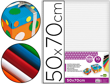 [2037648] LIDERPAPEL - Cartón ONDULADO 50 X 70CM 320G/M2 BLANCO (Ref.CN01)