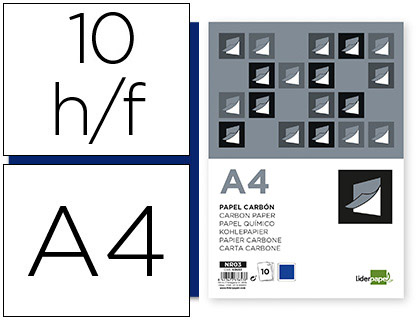 [2063653] LIDERPAPEL - PAPEL CARBON AZUL TAMAÑO DIN A4 BOLSA DE 10 HOJAS (Ref.NR03)
