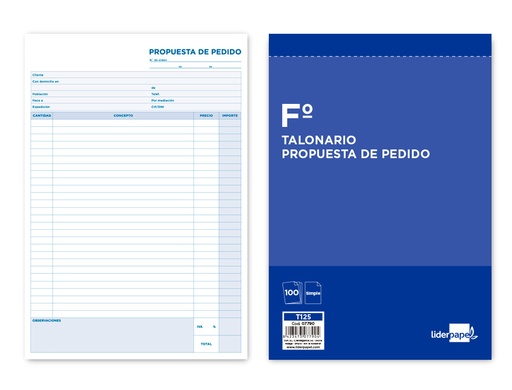 [2007790] LIDERPAPEL - TALONARIO PEDIDOS FOLIO 125 (Ref.T125)