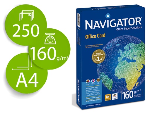 [9034291] NAVIGATOR - Office Card. Papel impresión Laser Color 250h 160 g. A4 (Ref.0010CE)