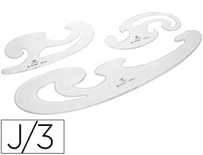 [2006184] PLANTILLAS CURVAS D.F. CRISTAL -JUEGO DE 3 (Ref.100024)