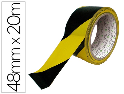 [2037696] Q-CONNECT - CINTA ADHESIVA DE SEGURIDAD AMARILLA Y NEGRA 20 MT X 48 MM (Ref.KF04383)