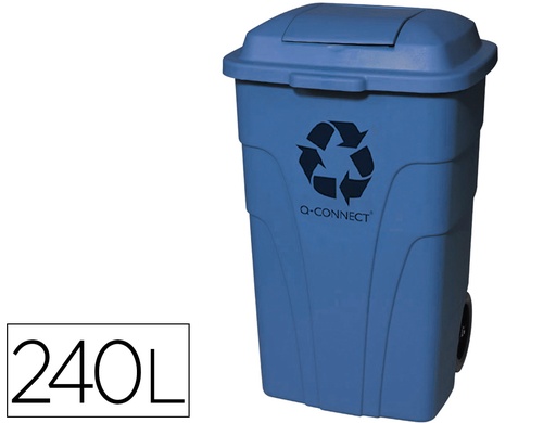 [2036132] Q-CONNECT - PAPELERA CONTENEDOR PLASTICO CON TAPADERA 240L COLOR AZUL 1015X575X730 MM CON RUEDAS (Ref.KF04242)