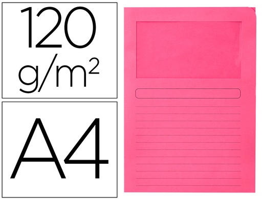 [2053225] Q-CONNECT - SUBCARPETA CARTULINA DIN A4 ROSA CON VENTANA TRANSPARENTE 120 GR (Ref.KF15245)