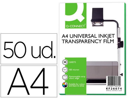 [2025194] Q-CONNECT - TRANSPARENCIA DIN A4 DE ALTA CALIDAD PARA INK-KET CAJA DE 50 (Ref.KF26074)