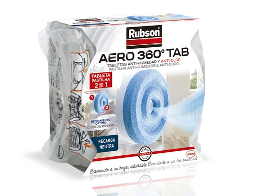 [9075489] RUBSON - Aero 360x1 recargas 450g tableta 2 en 1 absorbe humedad y neutraliza malos olores (Ref.1898051)
