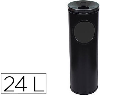 [9023283] SIE - Cenicero-Papelera Metalica Perforado negro 24 litros (Ref.401-N)
