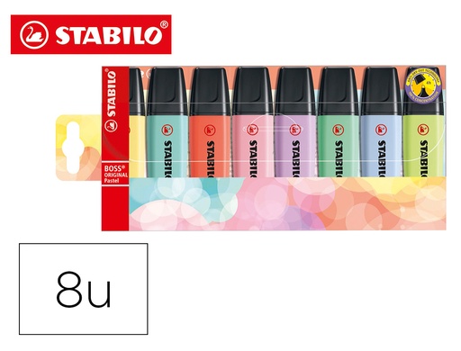 [9156908] STABILO - Rotulador boss fluorescente 70 pastel estuche de 8 unidades colores surtidos (Ref. 70/8-3)