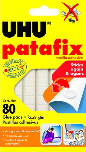 [9078525] UHU - Patafix Original.Masilla adhesiva 80 piezas.Apto uso escolar.Reutilizable. (Ref.38021)