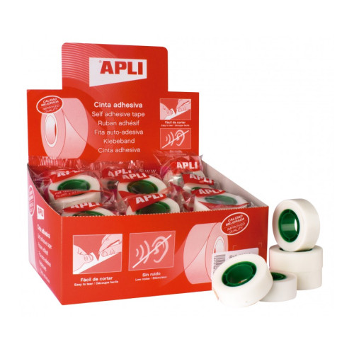 [9079553] APLI - Cinta adhesiva 33 mt x 19 mm invisible encelofanada individualmente (Ref. 12533)
