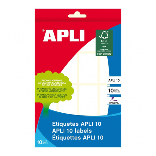 [9941923] APLI - ETIQUETAS ADH.MANUALES BOLSA BLANCAS 10h C.ROMOS 25x40 mm 160 uds.(0) (Ref.1646)