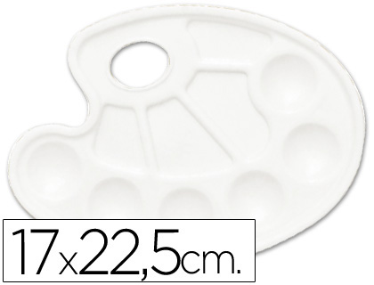 [2043010] LIDERCOLOR - PALETA PLASTICA OVALADA 10 HUECOS DIESTROS TAMAÑO 17X22,5CM (Ref.A15418)