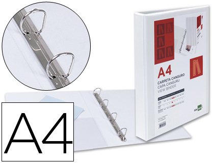 [2031323] LIDERPAPEL - CARPETA CANGURO 4 ANILLAS MIXTAS 25MM A4 PLASTICO BLANCA (Ref.KG42)