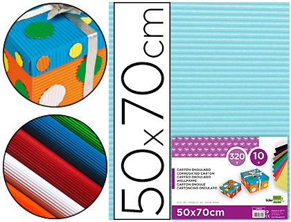 [2037645] LIDERPAPEL - Cartón ONDULADO 50 X 70CM 320G/M2 CELESTE (Ref.CN11)