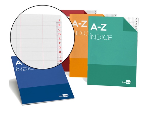 [2037500] LIDERPAPEL - INDICE TAPA CARTONCILLO CUARTO 24 HOJAS 70G/M2 COLORES SURTIDOS (Ref.IF01)